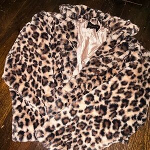 Leopard Print Faux Fur Coat